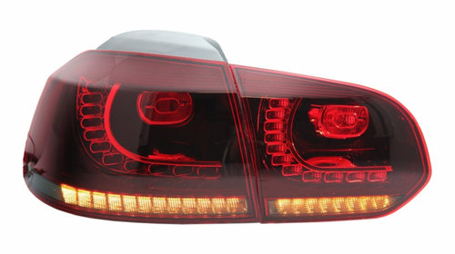 Stopuri Full LED compatibil cu VW Golf 6 VI (2008-2013) R20 Design Rosu Fumuriu cu Semnal Dinamic TLVWG6R20RSFW