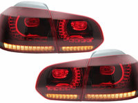 Stopuri Full LED compatibil cu VW Golf 6 VI (2008-2013) R20 Design Rosu Fumuriu cu Semnal Dinamic TLVWG6R20RSFW