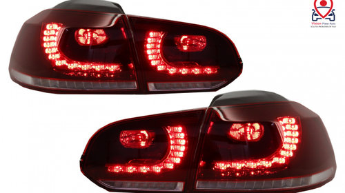 Stopuri FULL LED compatibil cu VW Golf 6 VI (2008-2013) R20 Design Semnal Secvential Dinamic Tuning Volkswagen VW Golf 6 2008 2009 2010 2011 2012 2013 2014 2015 TLVWG6R20RCFW
