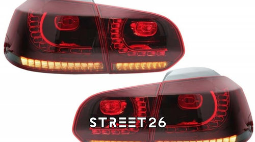 Stopuri Full LED Compatibil Cu VW Golf 6 VI (2008-2012) R20 Design Rosu Fumuriu