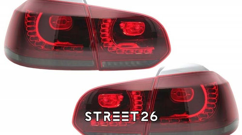 Stopuri Full LED Compatibil Cu VW Golf 6 VI (2008-2012) R20 Design Rosu Fumuriu