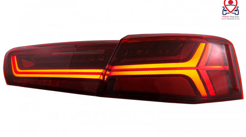 Stopuri Full LED Red Clear Facelift Design Semnalizare Secventiala Tuning Audi A6 4G/C7 2010 2011 2012 2013 2014 TLAUA64GRC