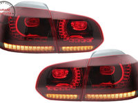 Stopuri Full LED VW Golf 6 VI (2008-2013) R20 Design Rosu Fumuriu cu Semnal Dinami- livrare gratuita