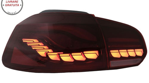 Stopuri Full LED VW Golf 6 VI (2008-2013) Rosu Fumuriu cu Semnal Dinamic- livrare gratuita