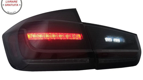 Stopuri LED BAR BMW Seria 3 F30 (2011-2019) Negru Fumuriu LCI Design cu Semnal Din- livrare gratuita
