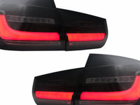 Stopuri LED BAR compatibil cu BMW Seria 3 F30 (2011-2019) Negru Fumuriu LCI Design cu Semnal Dinamic Secvential TLBMF30TTBS SAN35319
