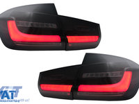 Stopuri LED BAR compatibil cu BMW Seria 3 F30 (2011-2019) Negru Fumuriu LCI Design cu Semnal Dinamic Secvential