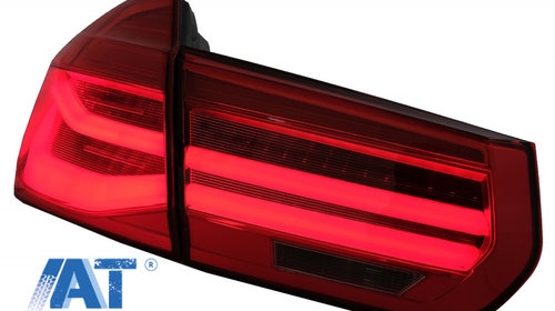 Stopuri LED compatibil cu BMW Seria 3 F30 (2011-2019) Rosu Clar LCI Design cu Semnal Dinamic Secvential