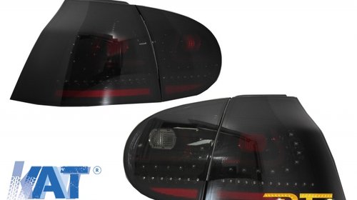 Stopuri LED LITEC compatibil cu VW Golf 5 V (2004-2009) Negru/Fumuriu Semnal Dinamic Secvential