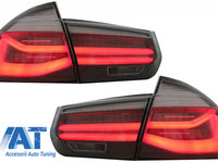 Stopuri LED M Look Black Line compatibil cu BMW Seria 3 F30 (2011-2019) LCI Design cu Semnal Dinamic Secvential