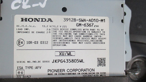 Subwoofer / amplificator Pioneer 39128-SWA-A010-M1 Honda CR-V facelift 2010 2011 2012