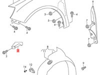 Suport aripa dreapta Skoda Fabia (5J) Hatchback 2008 1.4 TDI OEM 5J0821142