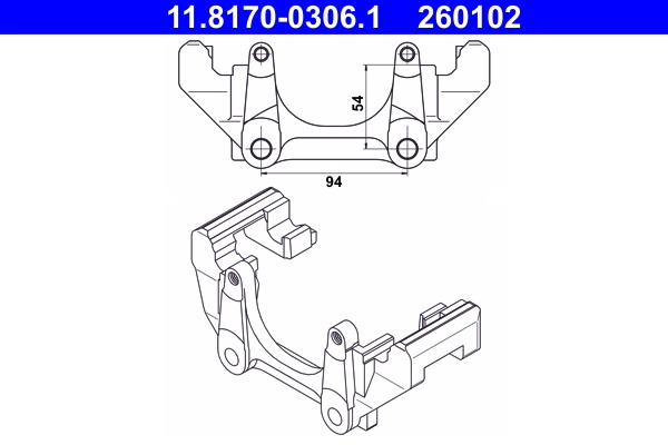 Suport etrier ATE VW PASSAT B5.5 Variant (3B6) 2000-2005 - 11.8170-0306.1