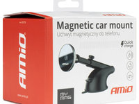 Suport Telefon Auto Magnetic Cu Ventuza Pentru Bord Sau Parbriz Cu Incarcator 15W Amio 03776