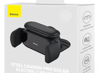 Suport Telefon Auto Solar Automat Pentru Bord Baseus Steel Cannon Pro Negru SUGP010001