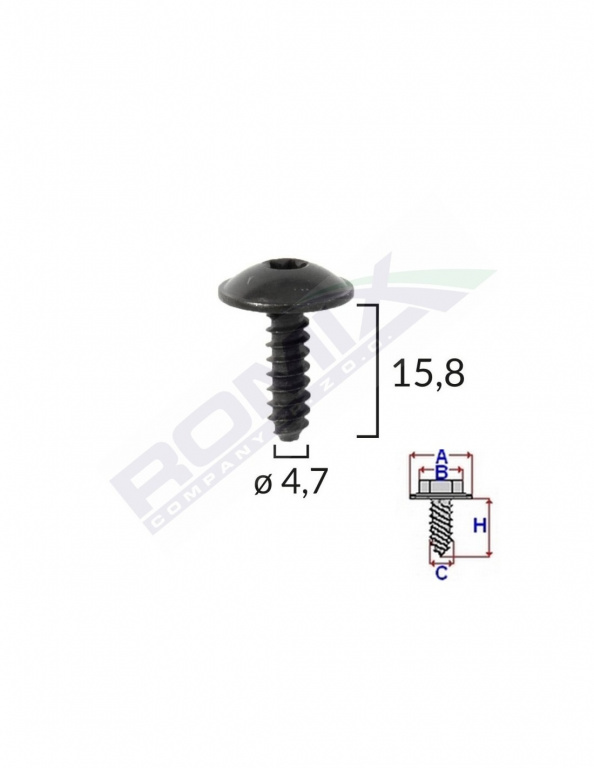 Surub fixare elemente roata pentru vag 4.7x15.8mm - negru set 10 buc 62072