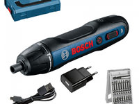 Surubelnita Electrica Pe Acumulator Bosch GO Professional 06019H2101, 3.6V, 5 Nm, L-Boxx MINI, Set 25 Biti 0 601 9H2 101