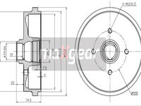 Tambur frana 19-0822 MAXGEAR pentru Audi 50 Audi 80 Audi Fox Audi Coupe Audi 90 Vw Polo Vw Derby Vw Golf Vw Rabbit Vw Jetta Vw Dasher Vw Passat Vw Carat Vw Corsar Vw Quantum Vw Santana