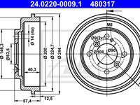 Tambur frana 24 0220-0009 1 ATE pentru Ford Fiesta