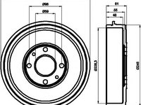 Tambur frana ALFA ROMEO 145 (930), FIAT TEMPRA (159), FIAT TEMPRA SW (159) - TEXTAR 94014000