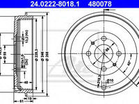 Tambur frana ALFA ROMEO 146 (930) (1994 - 2001) ATE 24.0222-8018.1 piesa NOUA