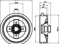 Tambur frana AUDI FOX (80, 82, B1), AUDI 4000 (81, 85, B2), AUDI 100 limuzina (C1) - HELLA PAGID 8DT 355 301-701