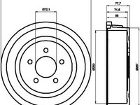 Tambur frana CHRYSLER GRAND VOYAGER IV (RG, RS), CHRYSLER VOYAGER Mk II (GS), DODGE CARAVAN - HELLA PAGID 8DT 355 300-721