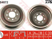 Tambur frana DB4072 TRW pentru Renault 18 Renault 21 Renault 25 Renault Fuego Renault Espace Renault Express Renault Extra Renault Rapid Renault Kangoo Renault Safrane Renault Laguna Renault Megane Renault 30 Renault Symbol Renault Thalia