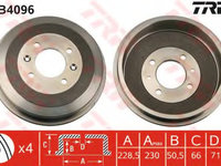 Tambur frana DB4096 TRW pentru Peugeot 305 Peugeot 405 Peugeot 306 CitroEn Zx Peugeot 406 CitroEn Berlingo Peugeot Partner Peugeot Ranch