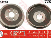 Tambur frana DB4210 TRW pentru Fiat Fiorino Fiat Tipo Fiat Tempra Fiat Qubo Alfa romeo 145 Alfa romeo 146 Fiat Doblo Fiat Marea Fiat Palio Fiat Idea Fiat Multipla Fiat Strada Fiat Albea Fiat Siena Fiat Uno