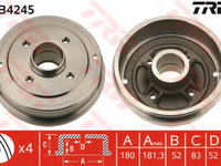 Tambur frana DB4245 TRW pentru Renault Super Renault 19 Renault Twingo Renault Clio Renault Symbol Renault Thalia Dacia Logan Renault Logan Renault Tondar