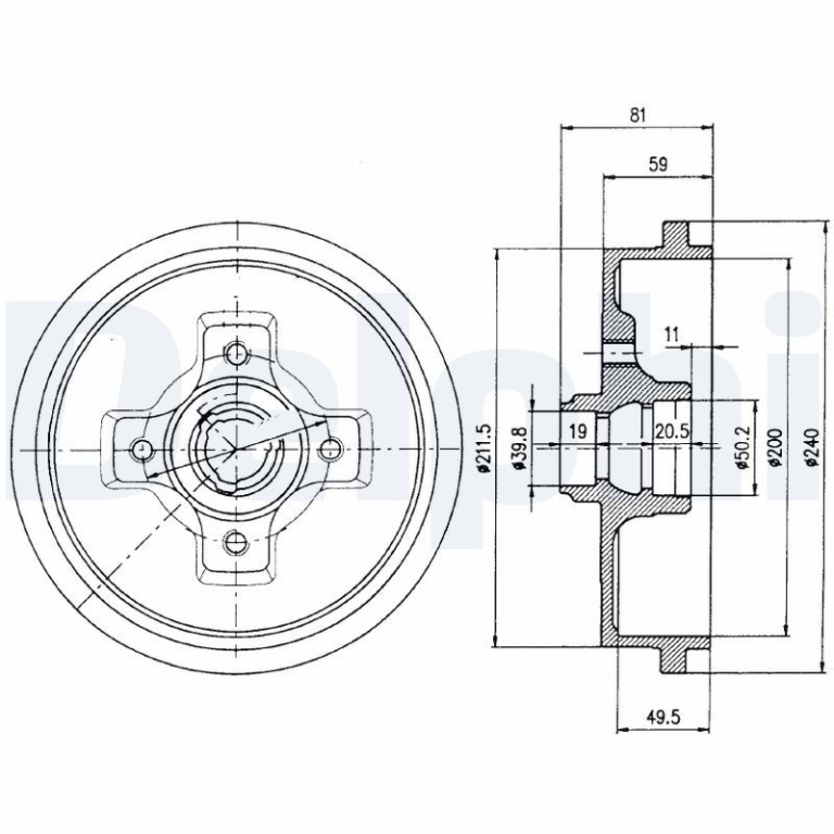 Tambur frana DELPHI BF310