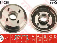 Tambur frana FORD COURIER caroserie (F3L, F5L) (1991 - 1996) QWP WBDR126