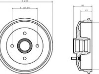 Tambur frana FORD ESCORT Mk V (GAL), FORD ESCORT Mk V combi (GAL, AVL), FORD ESCORT Mk VI Cabriolet (ALL) - TEXTAR 94013000