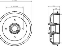 Tambur frana FORD FIESTA (GFBT), FORD FIESTA Mk II (FBD), FORD FIESTA caroserie (WFVT) - TEXTAR 94005400