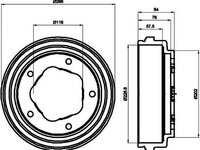 Tambur frana FORD TRANSIT bus (T_ _), FORD TRANSIT Van (T_ _), FORD TRANSIT platou / sasiu (T_ _) - TEXTAR 94012100