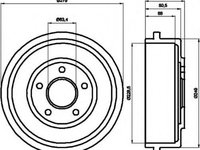 Tambur frana FORD TRANSIT CONNECT P65 P70 P80 HELLA 8DT355300431