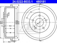 Tambur frana FORD TRANSIT CONNECT (P65_, P70_, P80_) (2002 - 2016) ATE 24.0222-8033.1