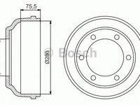 Tambur frana FORD TRANSIT platou / sasiu (FM, FN) (2000 - 2006) BOSCH 0 986 477 195 piesa NOUA