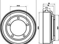 Tambur frana FORD TRANSIT Van (E_ _) - OEM - MAXGEAR: 19-2305 - W02746261 - LIVRARE DIN STOC in 24 ore!!!