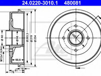 Tambur frana NISSAN KUBISTAR caroserie (X80) (2003 - 2016) ATE 24.0220-3010.1