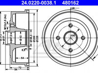 Tambur frana OPEL CORSA C (F08, F68) (2000 - 2009) ATE 24.0220-0038.1 piesa NOUA