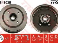 Tambur frana OPEL CORSA C (F08, F68) (2000 - 2009) TRW DB4302B piesa NOUA