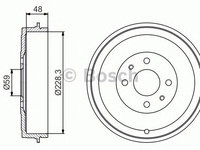 Tambur frana PEUGEOT BIPPER Tepee - OEM - BOSCH: 0986477212|0 986 477 212 - Cod intern: W02650538 - LIVRARE DIN STOC in 24 ore!!!