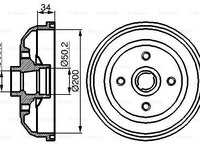 Tambur frana puntea spate (0986477056 BOSCH) CHEVROLET,OPEL,VAUXHALL