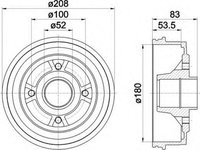 Tambur frana RENAULT CLIO I B C57 5 357 HELLA 8DT355301261