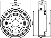 Tambur frana RENAULT EXTRA caroserie (F40_, G40_), RENAULT CLIO (B/C57_, 5/357_), RENAULT SAFRANE (B54_) - TEXTAR 94013700