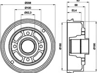 Tambur frana RENAULT SYMBOL I (LB0/1/2_) - OEM - MAXGEAR: 19-1356 - W02123792 - LIVRARE DIN STOC in 24 ore!!!