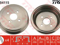 Tambur frana TOYOTA COROLLA Liftback (E11) (1997 - 2002) TRW DB4115 piesa NOUA