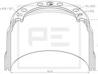 Tambur frana VOLVO FH 12, VOLVO FM 7, VOLVO FH 16 - PE Automotive 146.137-00A